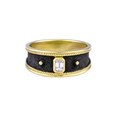 Georgios Collections 18 Karat Yellow Gold Diamond Band Ring with Black Rhodium