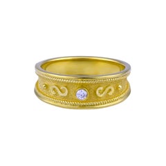 Georgios Collections 18 Karat Yellow Gold Diamond Band Ring with Granulation