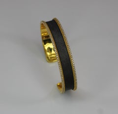 Georgios Collections 18 Karat Gold Two Tone Diamond Bangle Bracelet with Rhodium