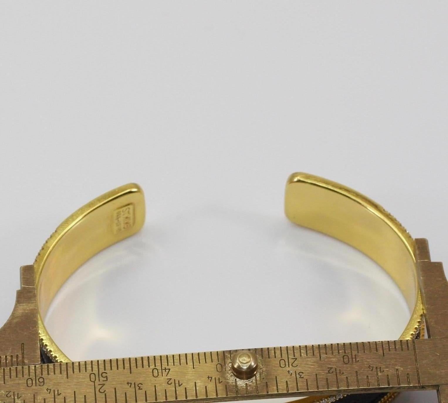 Georgios Collections 18 Karat Gold Two Tone Diamond Bangle Bracelet with Rhodium For Sale 1