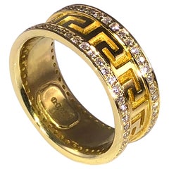 Georgios Collections 18 Karat Gelbgold Diamant Ewigkeitsring mit griechischem Schlüssel