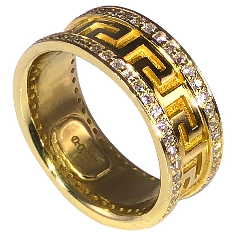 Collections 18 Karat Yellow Gold Diamond Eternity Greek Key