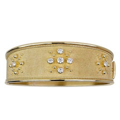 Georgios Collections 18 Karat Yellow Gold Diamond Byzantine Style Cuff Bracelet