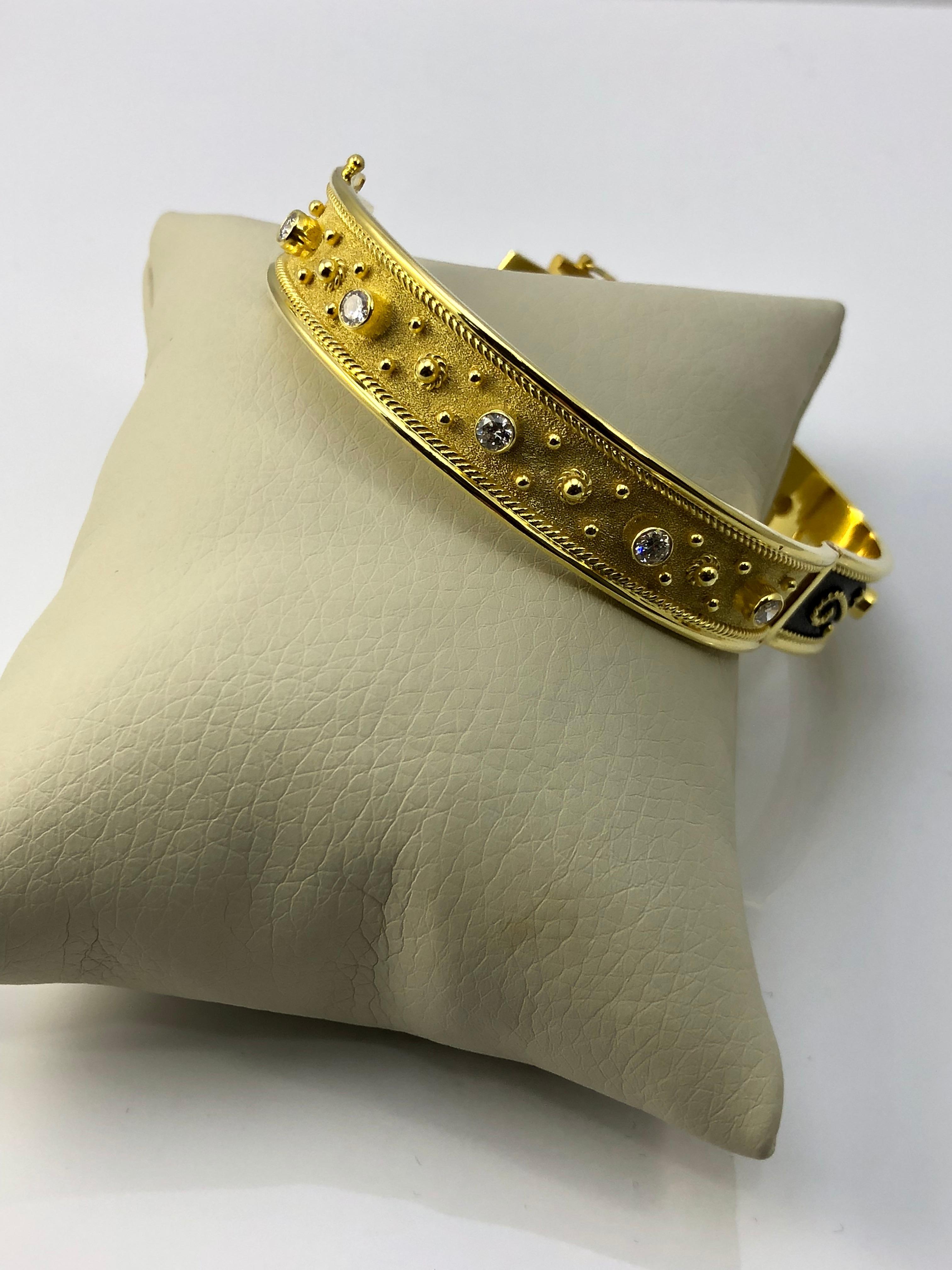 Georgios Collections 18 Karat Yellow Gold Diamond Bracelet Two Tone Reversible  For Sale 3