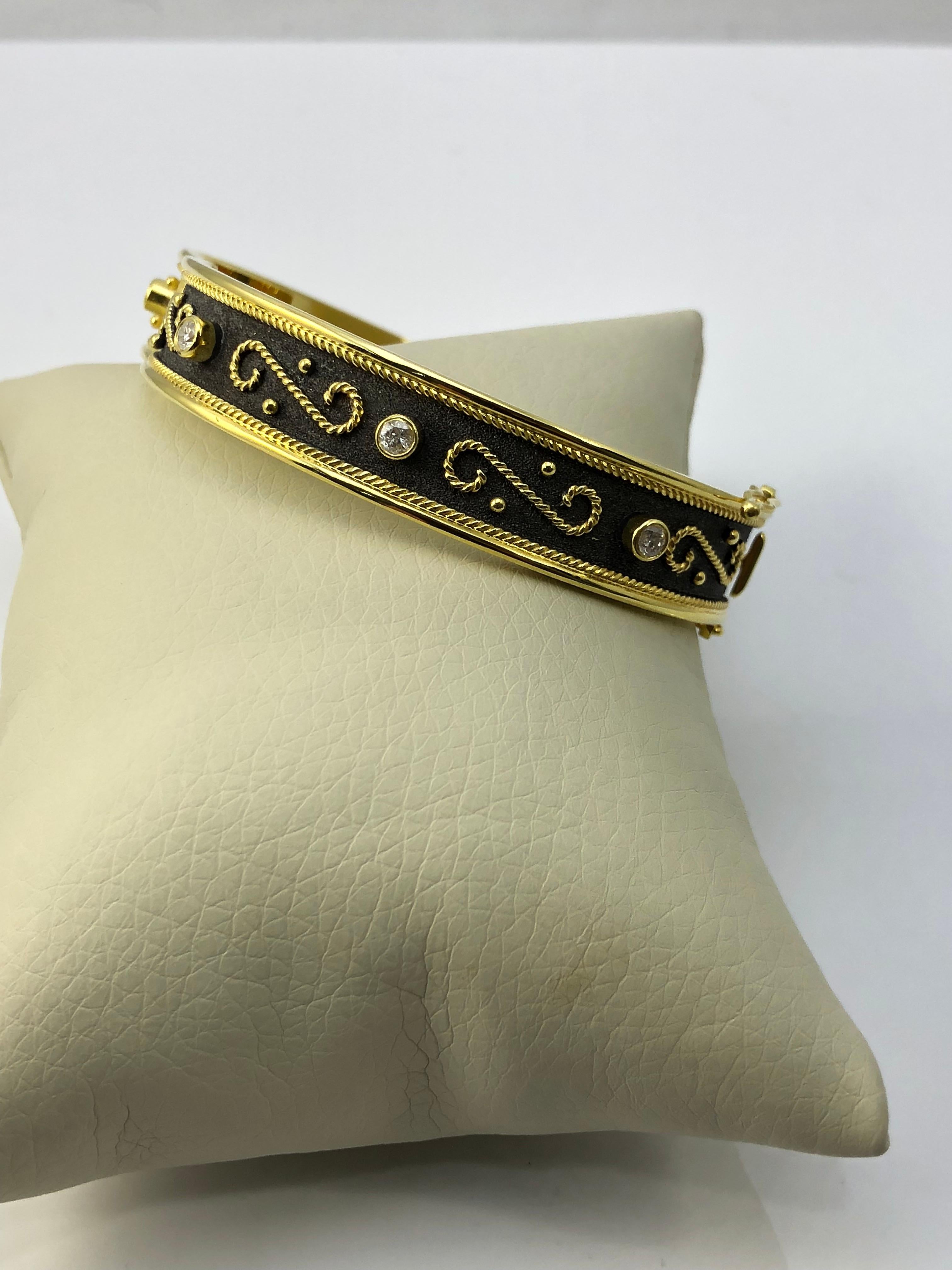 Georgios Collections 18 Karat Yellow Gold Diamond Bracelet Two Tone Reversible  For Sale 4