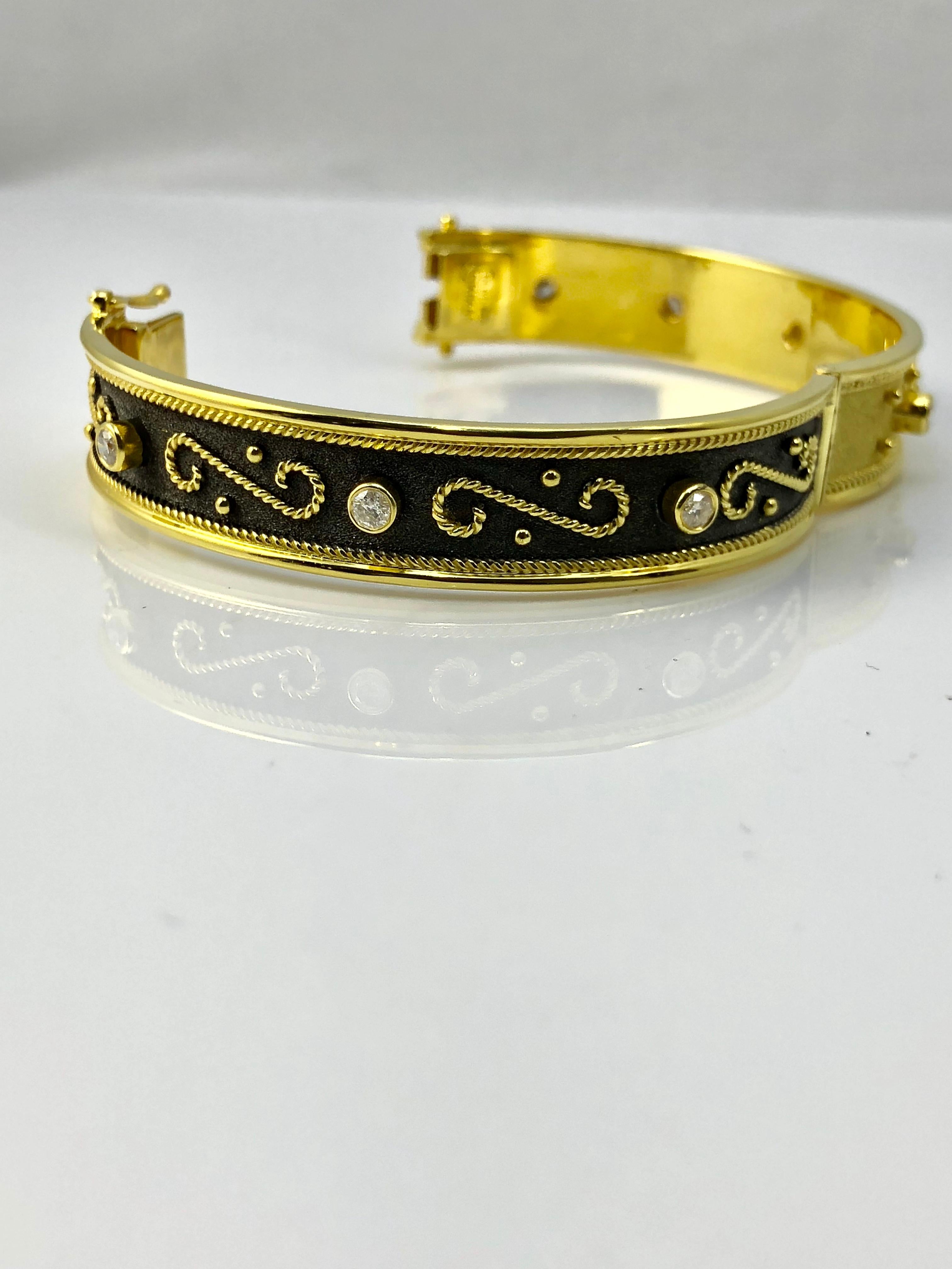 Georgios Collections 18 Karat Gelbgold Diamant-Armband zweifarbig, umkehrbar  (Byzantinisch) im Angebot
