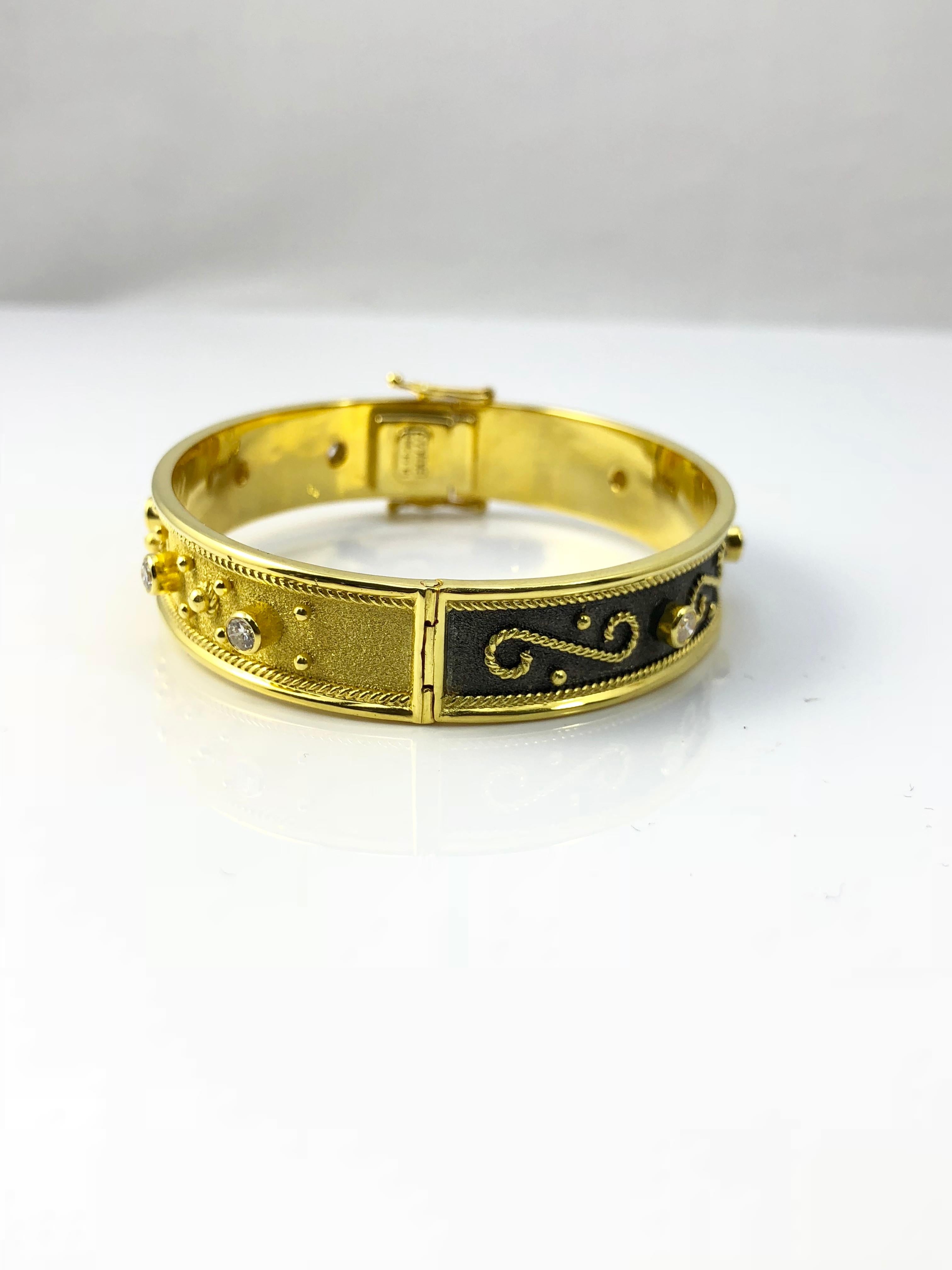 Women's Georgios Collections 18 Karat Yellow Gold Diamond Bracelet Two Tone Reversible  For Sale