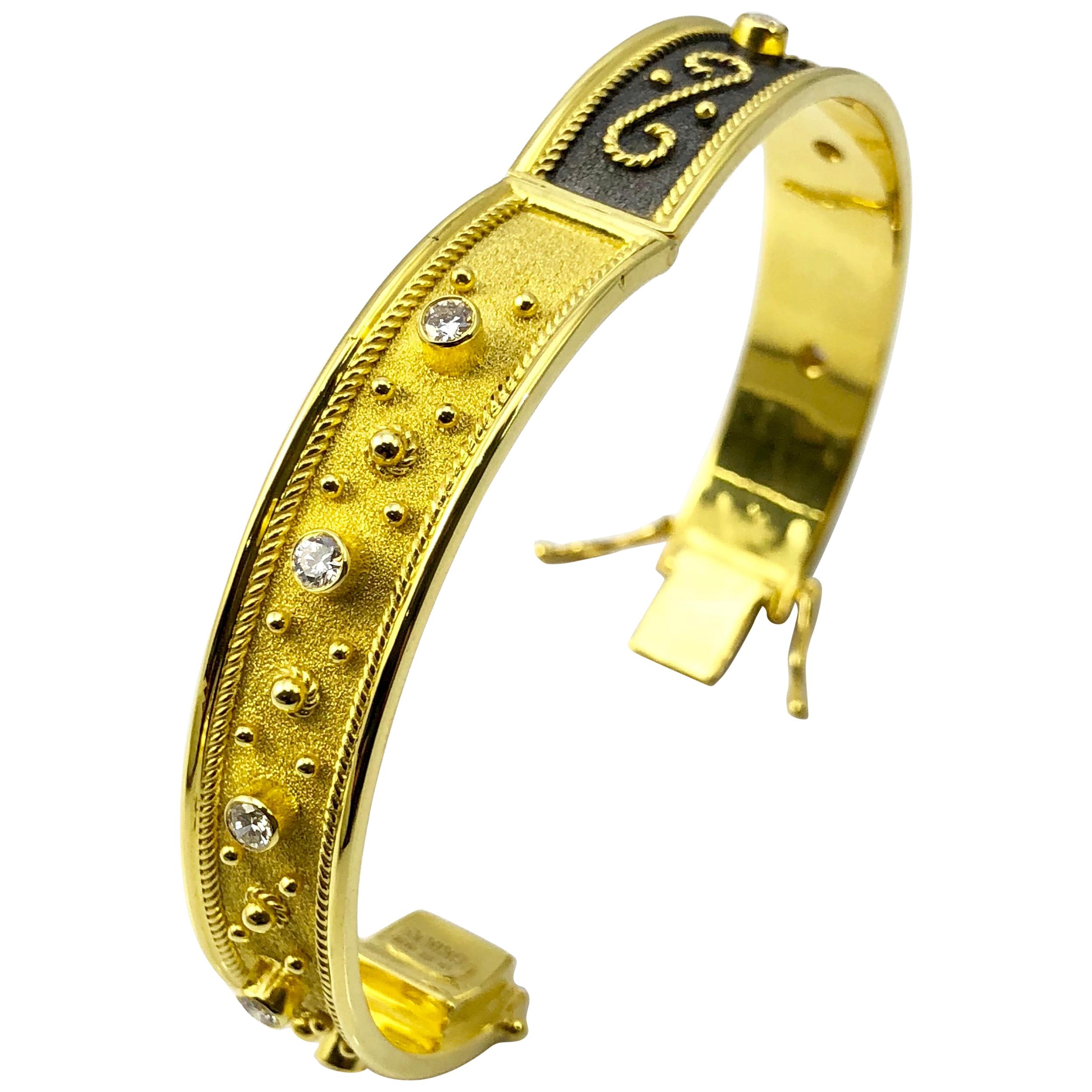 Georgios Collections 18 Karat Yellow Gold Diamond Bracelet Two Tone Reversible 