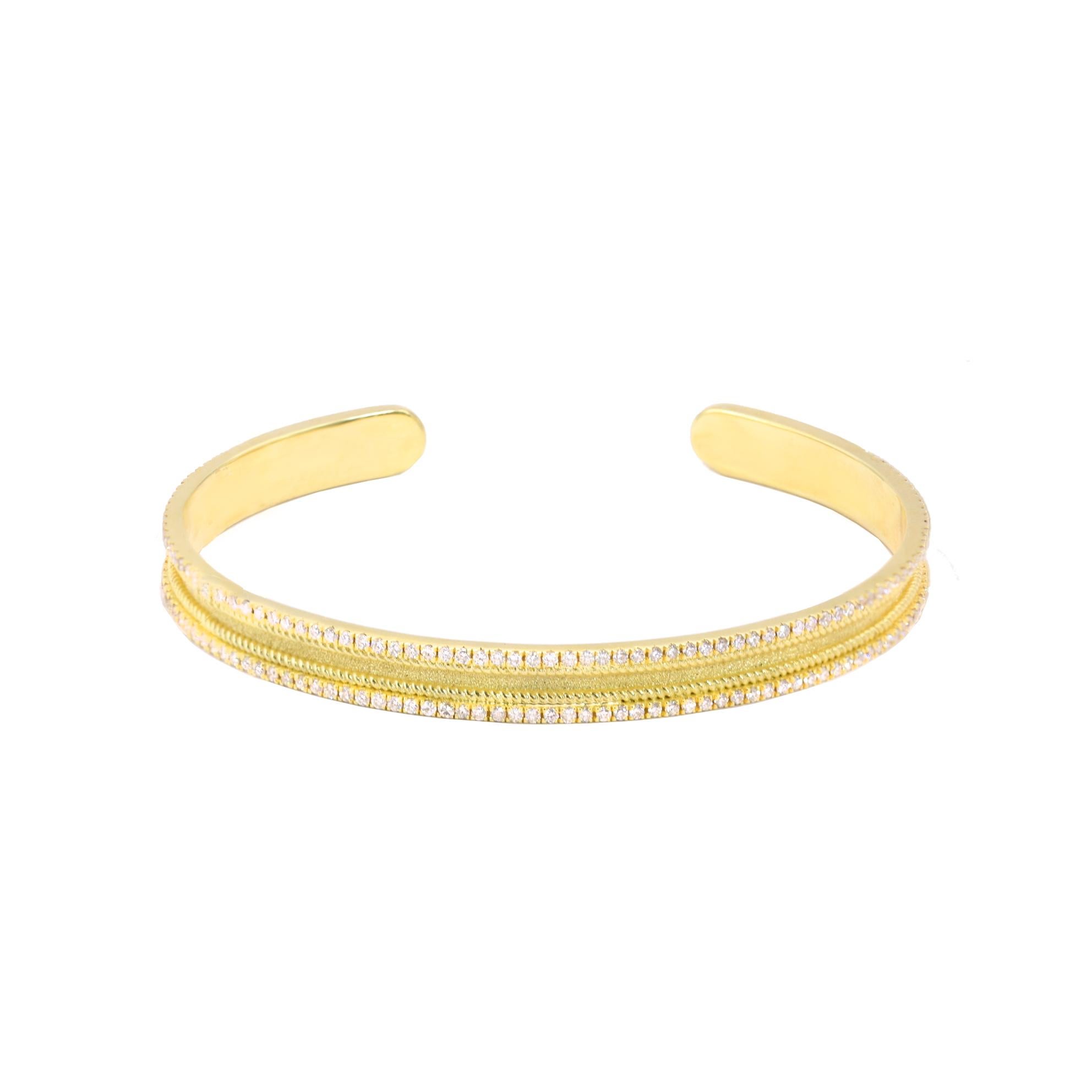 Byzantin Georgios Collections Bracelet jonc byzantin en or jaune 18 carats avec diamants en vente