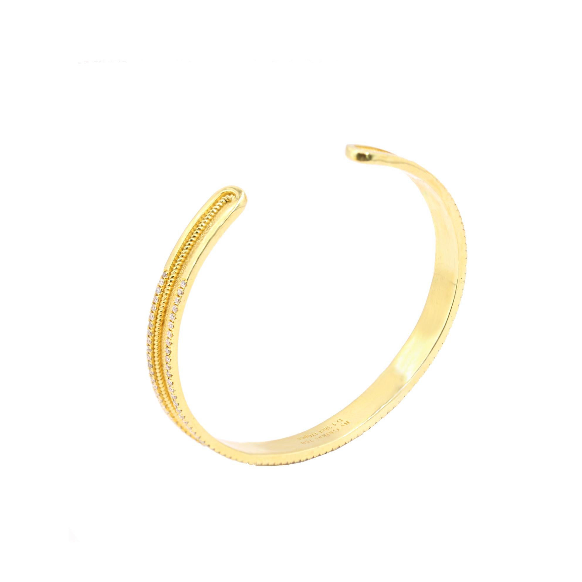 Georgios Collections Bracelet jonc byzantin en or jaune 18 carats avec diamants Neuf - En vente à Astoria, NY