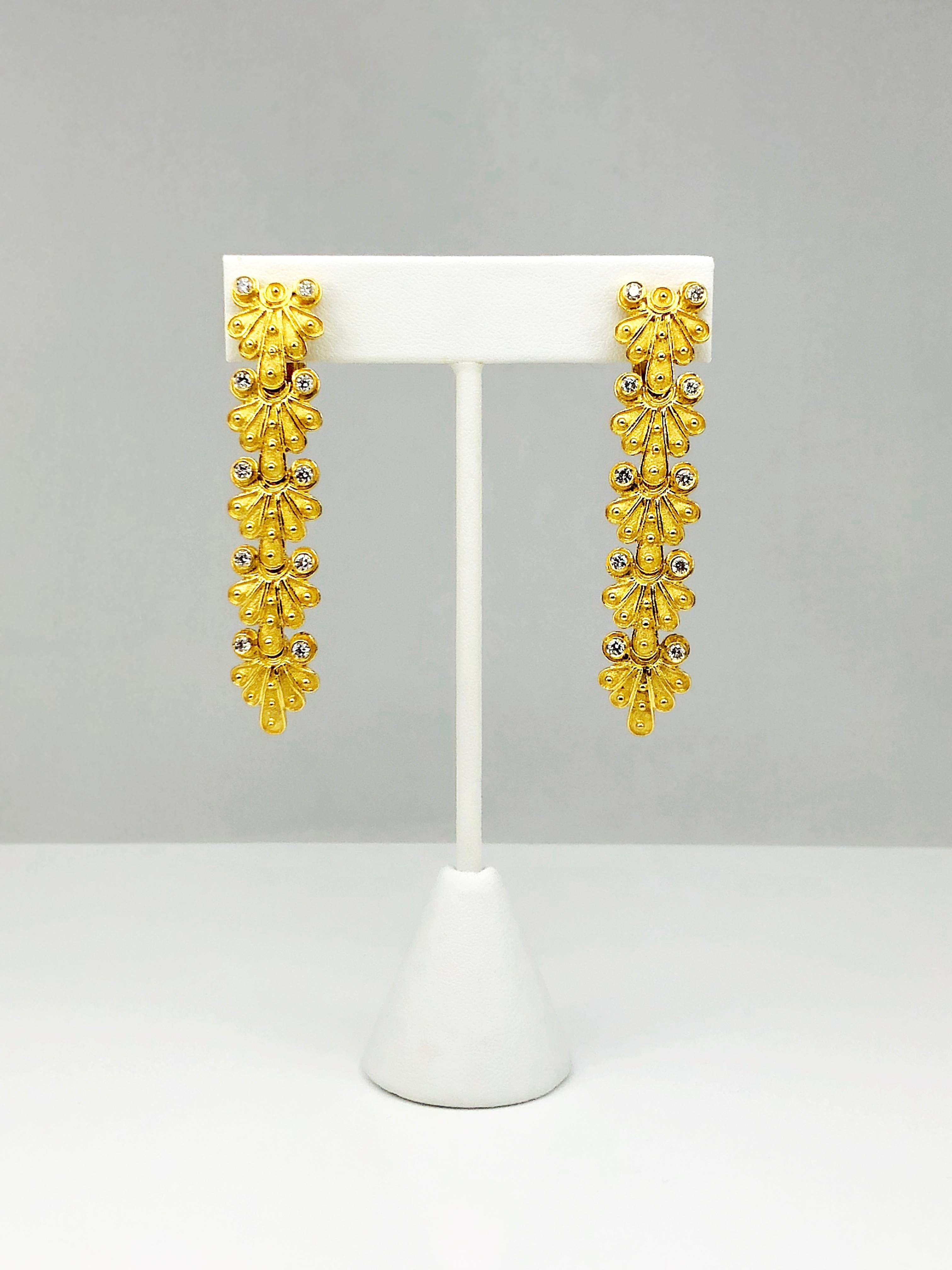 Georgios Collections 18 Karat Yellow Gold Diamond Byzantine Earrings  In New Condition For Sale In Astoria, NY