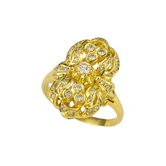 Georgios Collections 18 Karat Yellow Gold Diamond Byzantine Pasha Long Ring