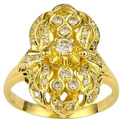 Georgios Collections 18 Karat Yellow Gold Diamond Byzantine Pasha Long Ring