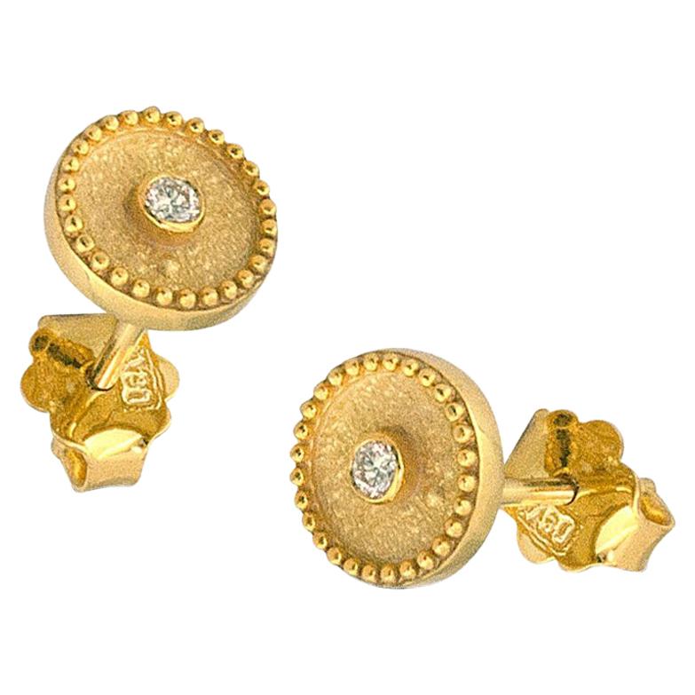 Georgios Collections 18 Karat Yellow Gold Diamond Byzantine Stud Earrings