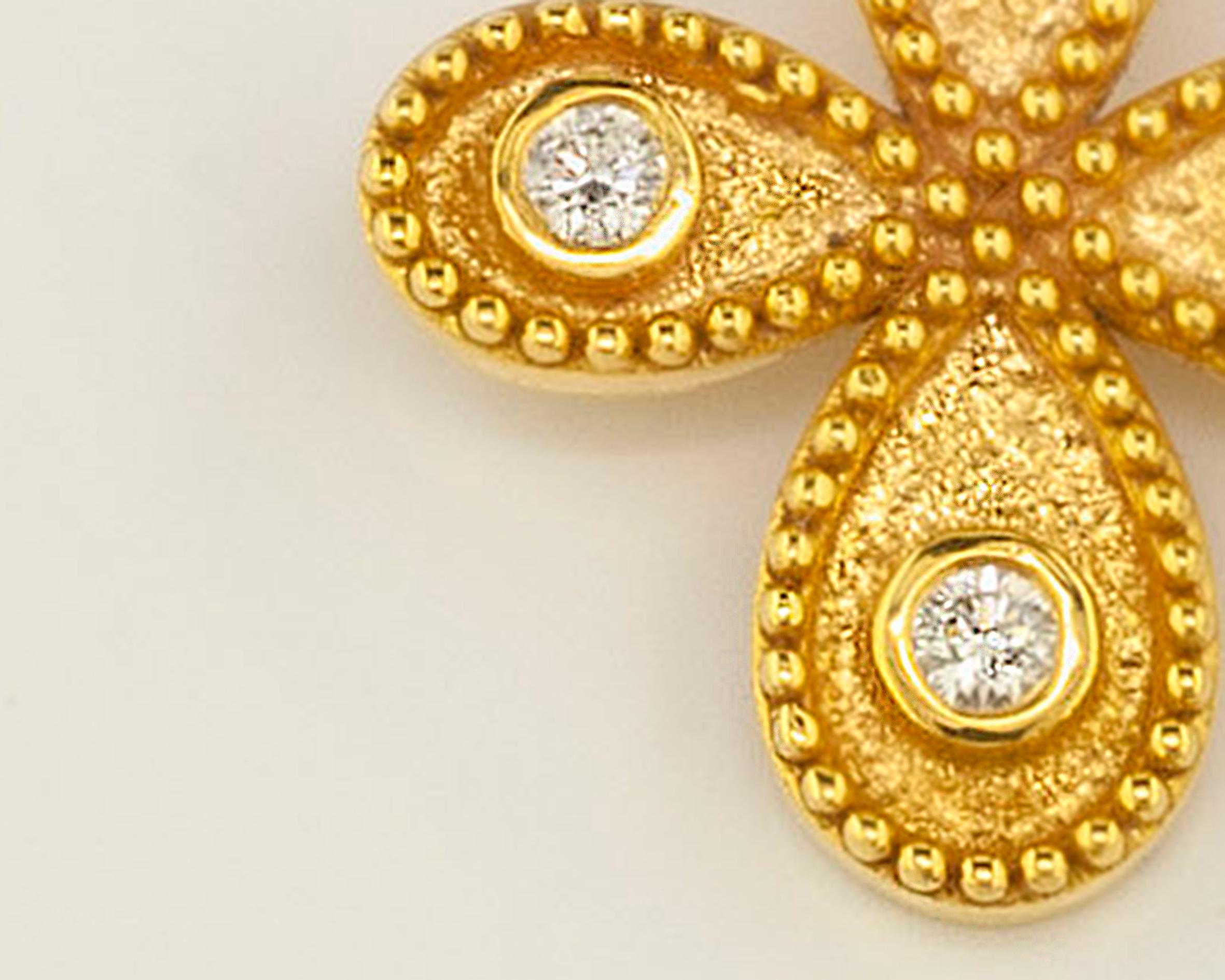 Georgios Collections 18 Karat Yellow Gold Diamond Byzantine Style Cross Chain 2