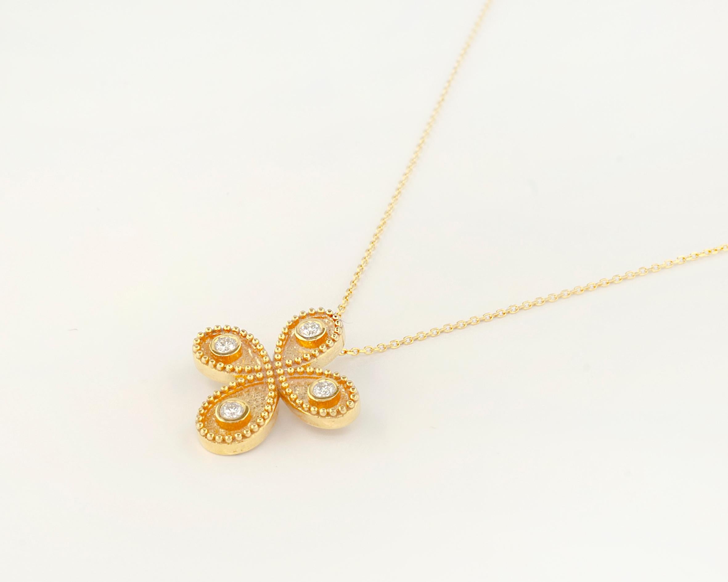 Georgios Collections 18 Karat Yellow Gold Diamond Byzantine Style Cross Chain 4