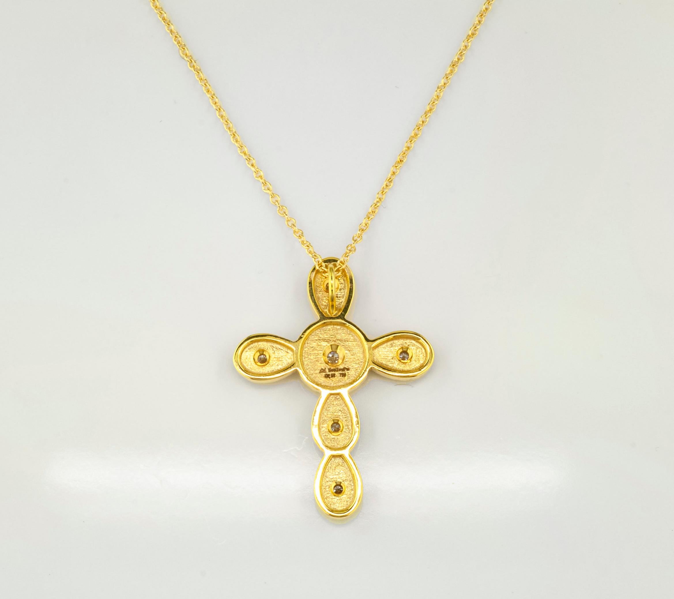 Georgios Kollektionen 18 Karat Gelbgold Diamant Byzantinischer Stil Kreuz Halskette im Angebot 8