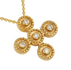 Georgios Collections 18 Karat Yellow Gold Diamond Byzantine Style Cross Necklace