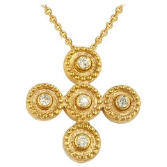 Georgios Collections 18 Karat Yellow Gold Diamond Byzantine Style Cross Necklace