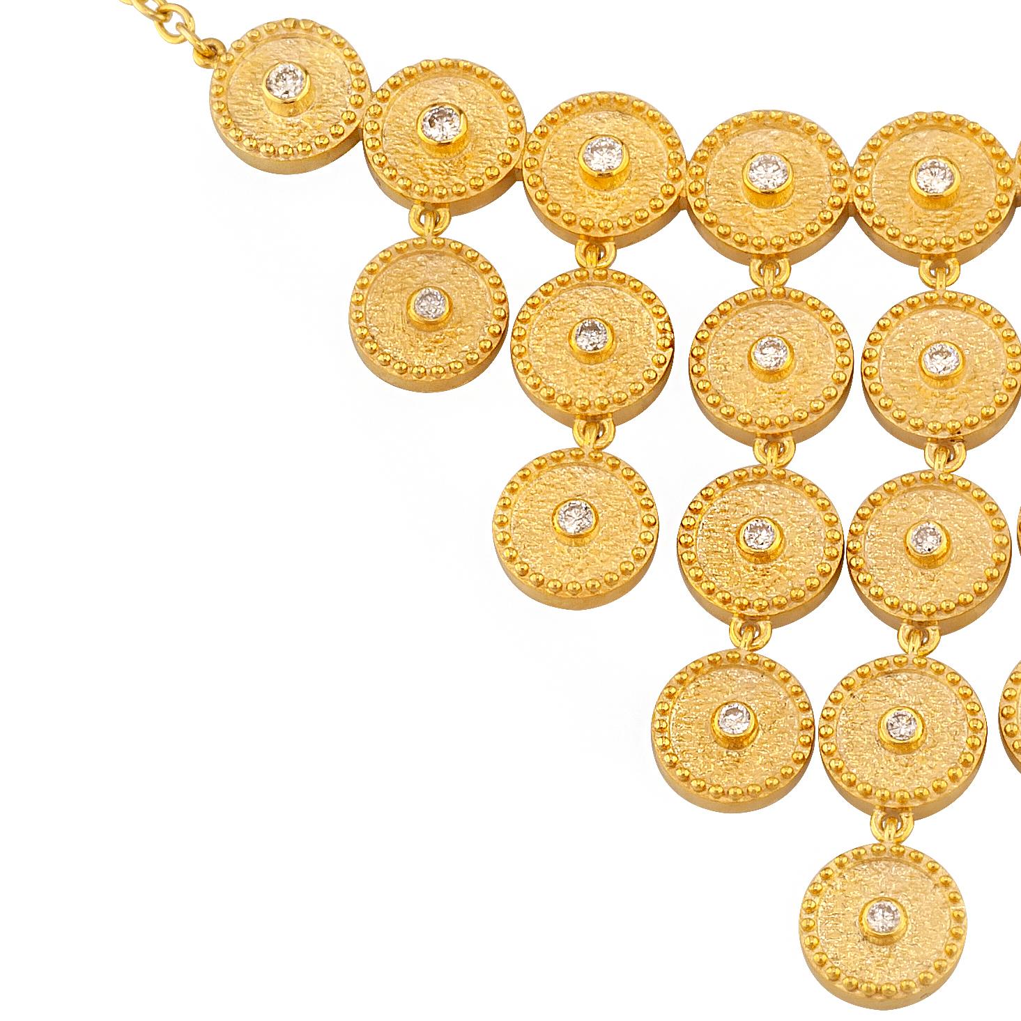 Byzantine Georgios Collections 18 Karat Yellow Gold Diamond Chain Loose Pendant Necklace For Sale