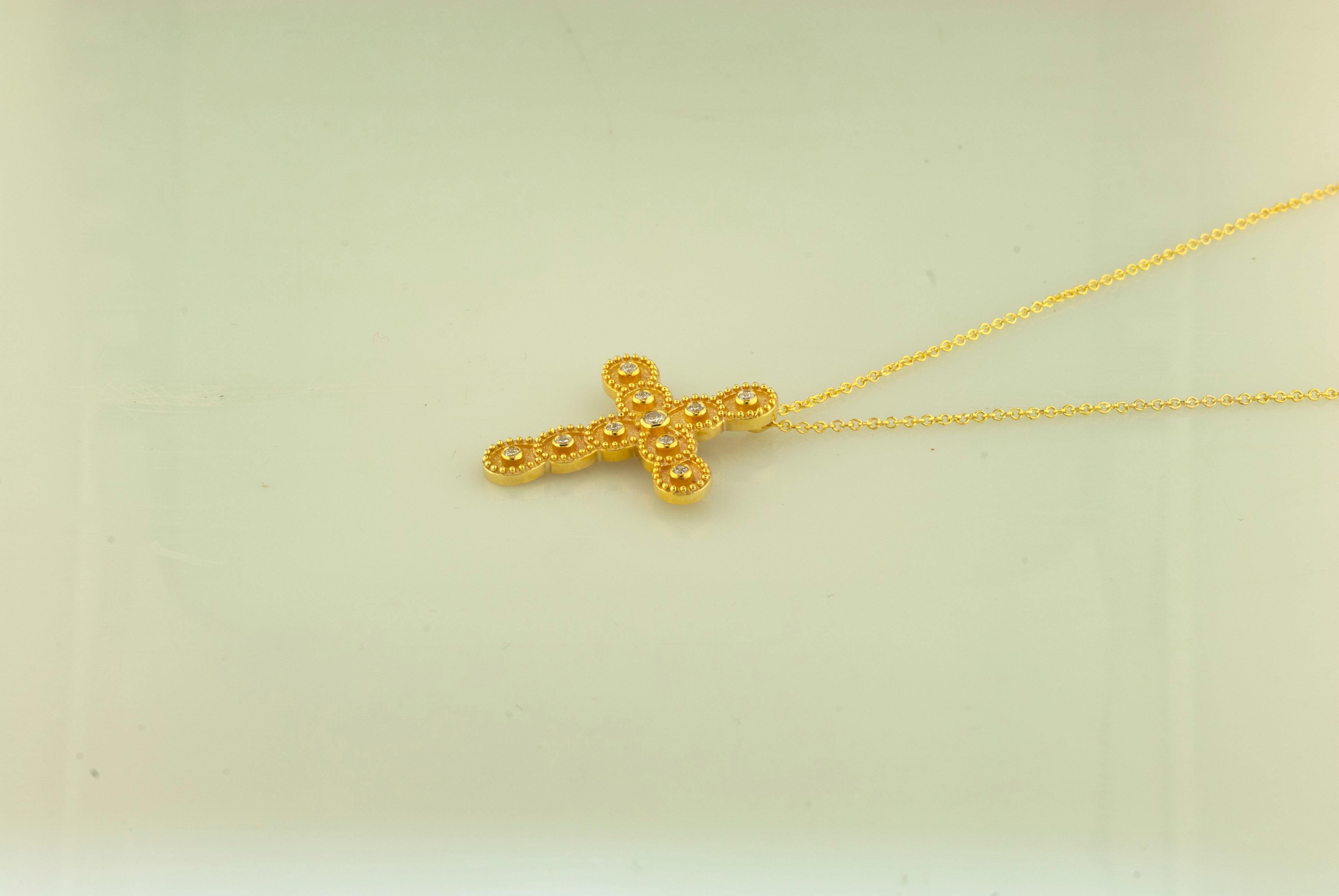 Georgios Collections 18 Karat Gelbgold Diamant-Kreuz-Halskette mit Kette im Angebot 5