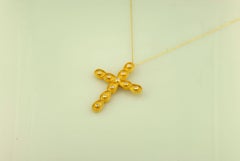 Georgios Kollektionen 18 Karat Gelbgold Diamant-Kreuz-Halskette mit Kette