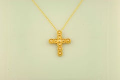Georgios Collections 18 Karat Yellow Gold Diamond Cross Necklace with Chain