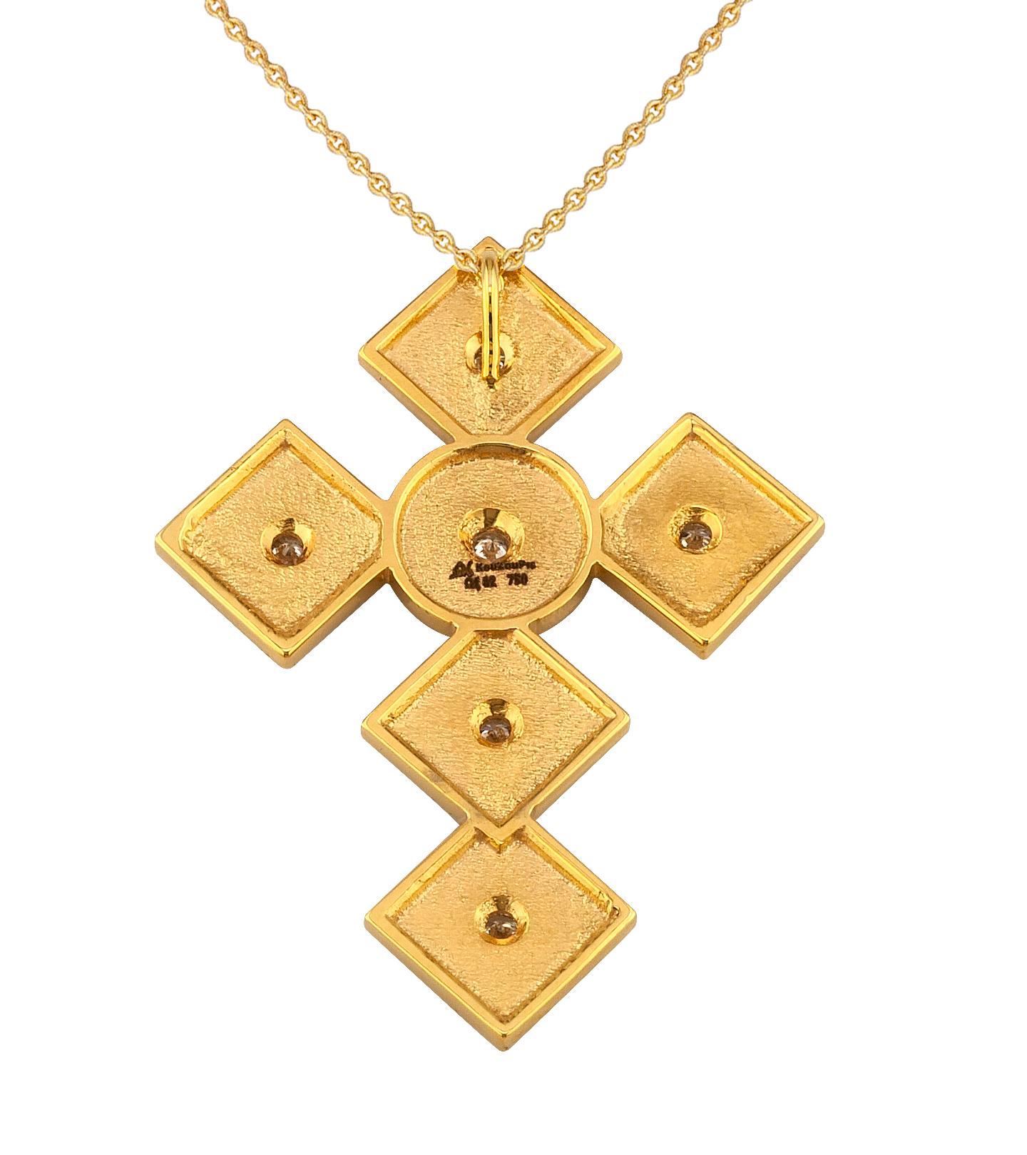 Georgios Collections Collier croix en or jaune 18 carats et diamants avec chaîne en vente 2