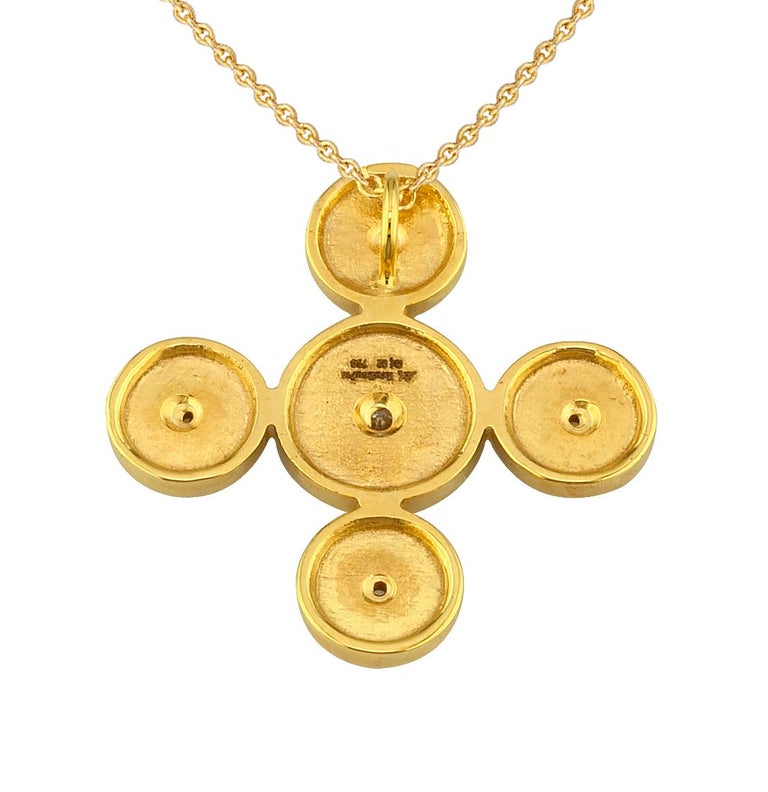 Georgios Collections 18 Karat Yellow Gold Diamond Cross Pendant with Chain For Sale 1