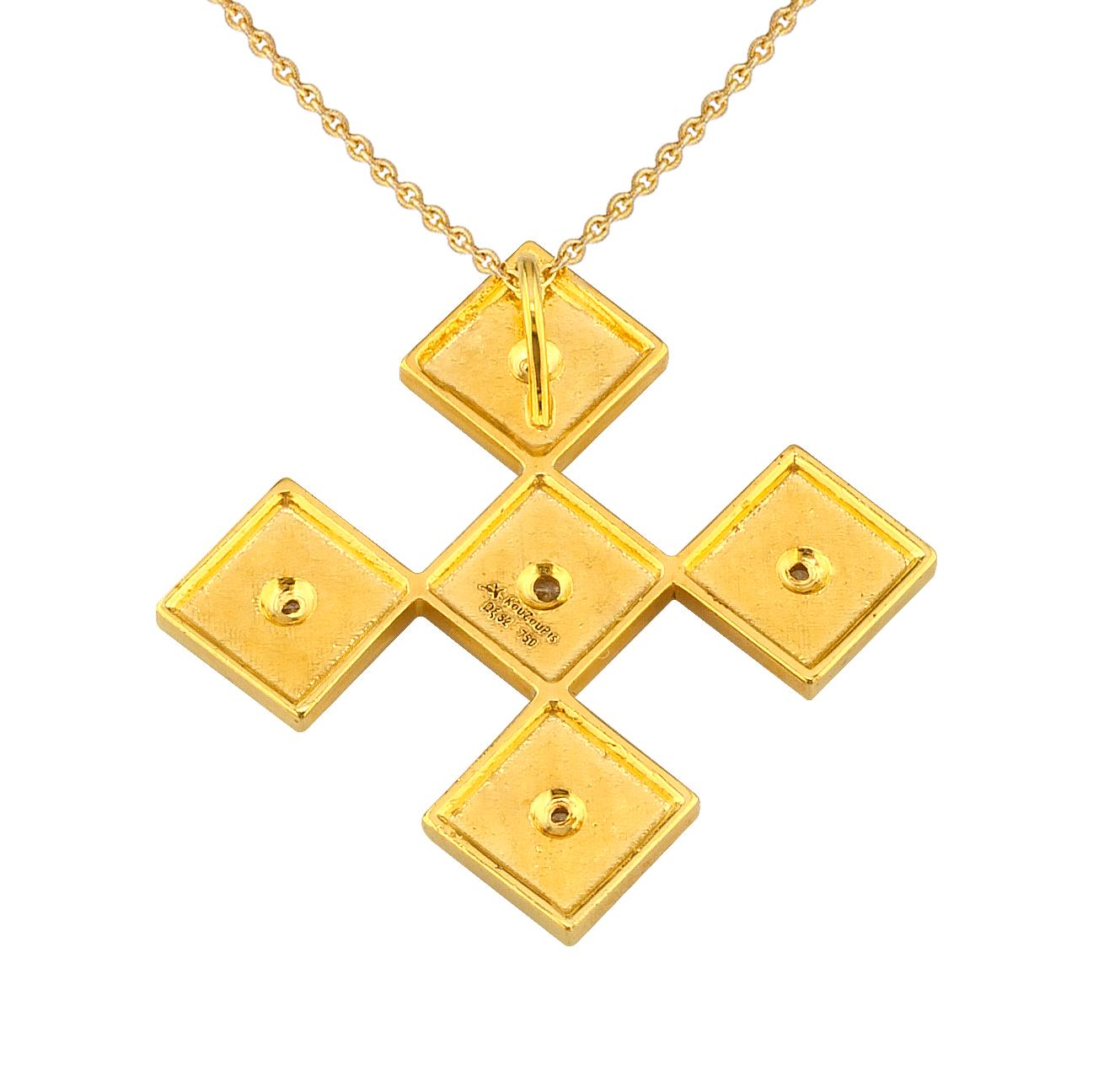 Georgios Collections 18 Karat Yellow Gold Diamond Cross Pendant with Chain For Sale 2