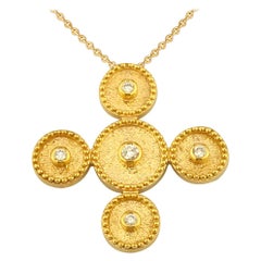 Georgios Collections 18 Karat Yellow Gold Diamond Cross Pendant with Chain