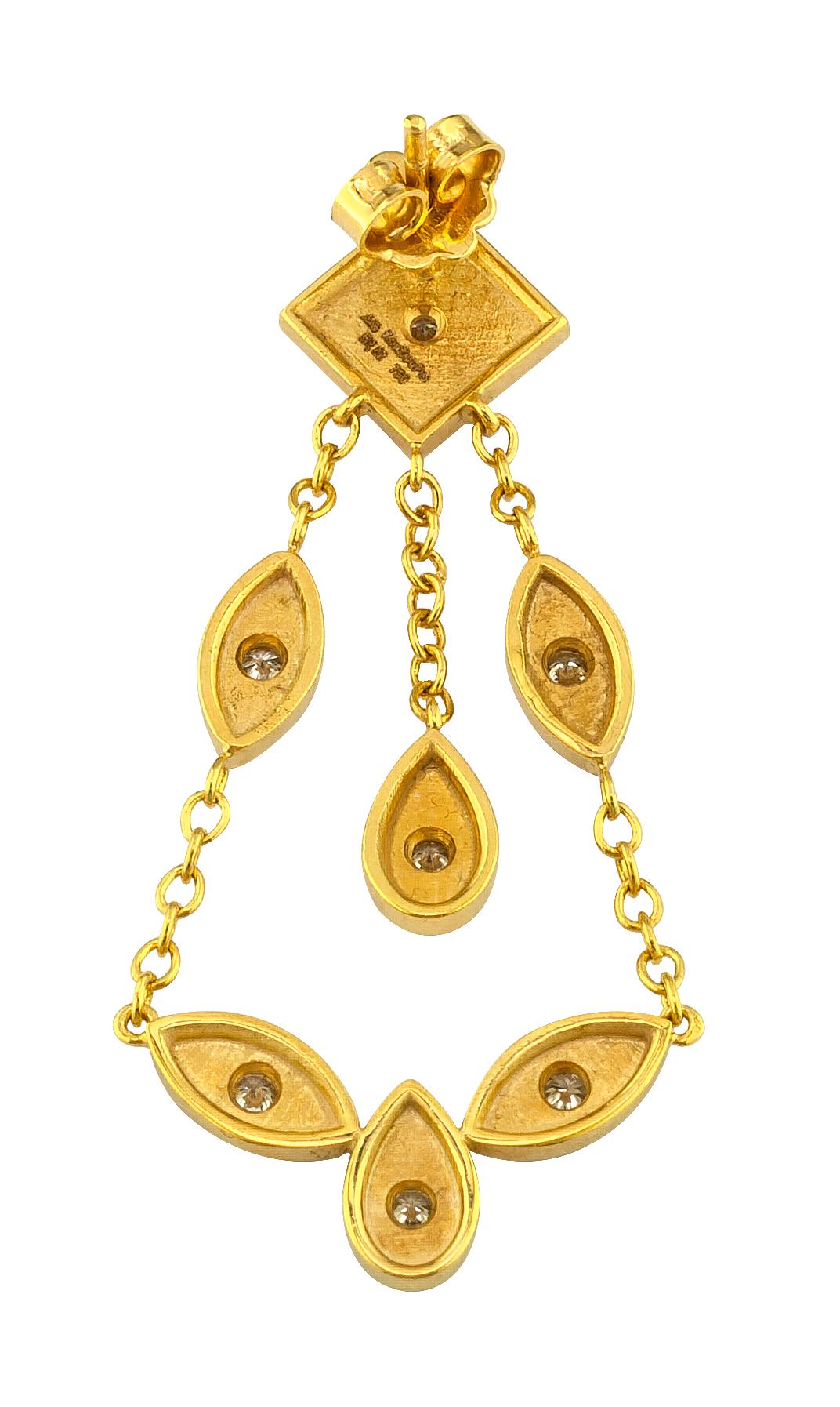 Georgios Collections 18 Karat Yellow Gold Diamond Dangle Chandelier Earrings In New Condition For Sale In Astoria, NY