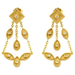 Pendants d'oreilles chandelier Georgios Collections en or jaune 18 carats et diamants