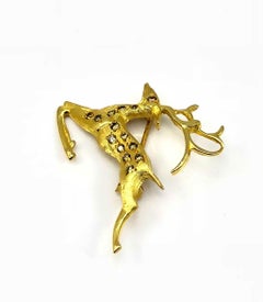 Georgios Collections 18 Karat Yellow Gold Diamond Deer Pendant Brooch