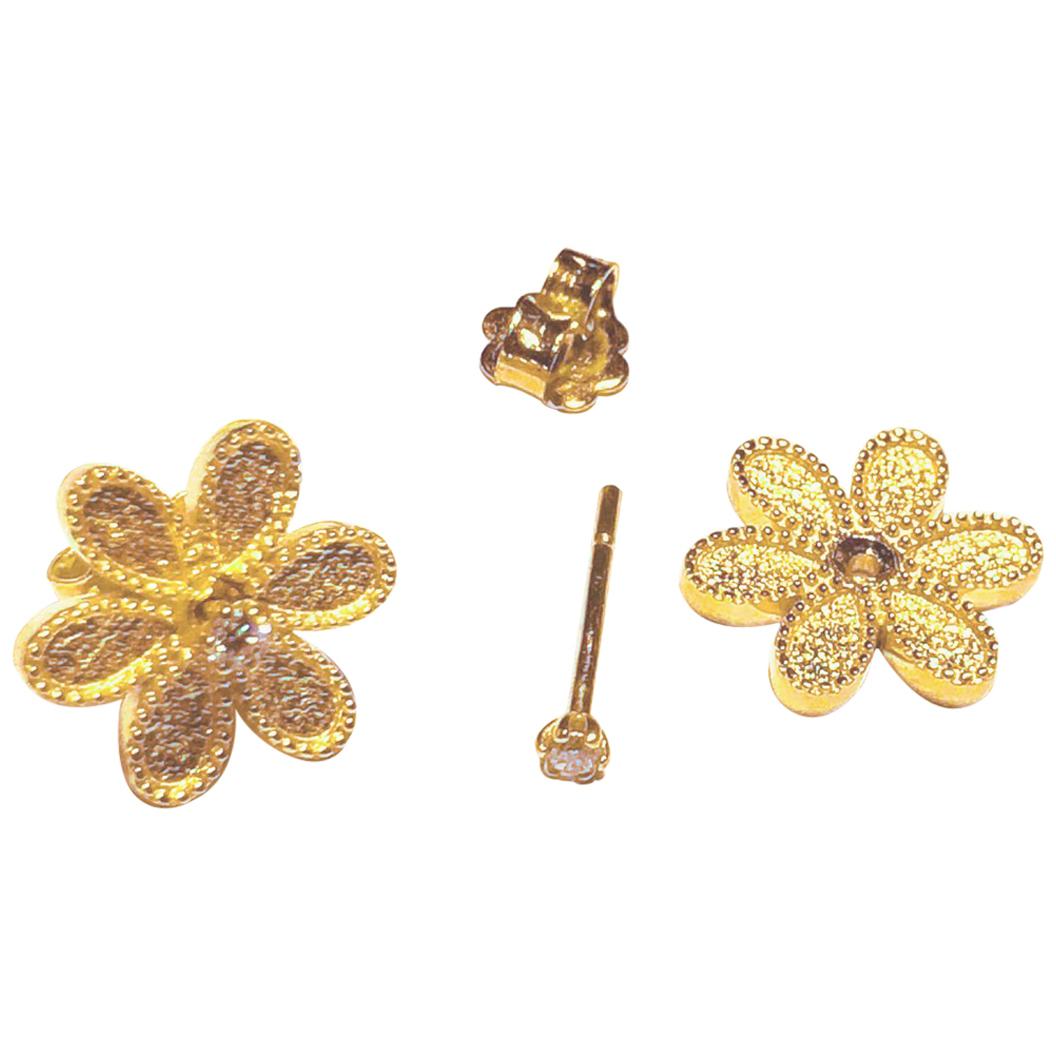 Georgios Collections 18 Karat Yellow Gold Diamond Detachable Stud Earrings  For Sale