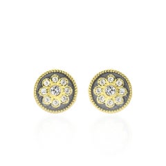 Georgios Collections Pendientes de Diamantes de Oro Amarillo de 18 Kilates con Rodio Negro