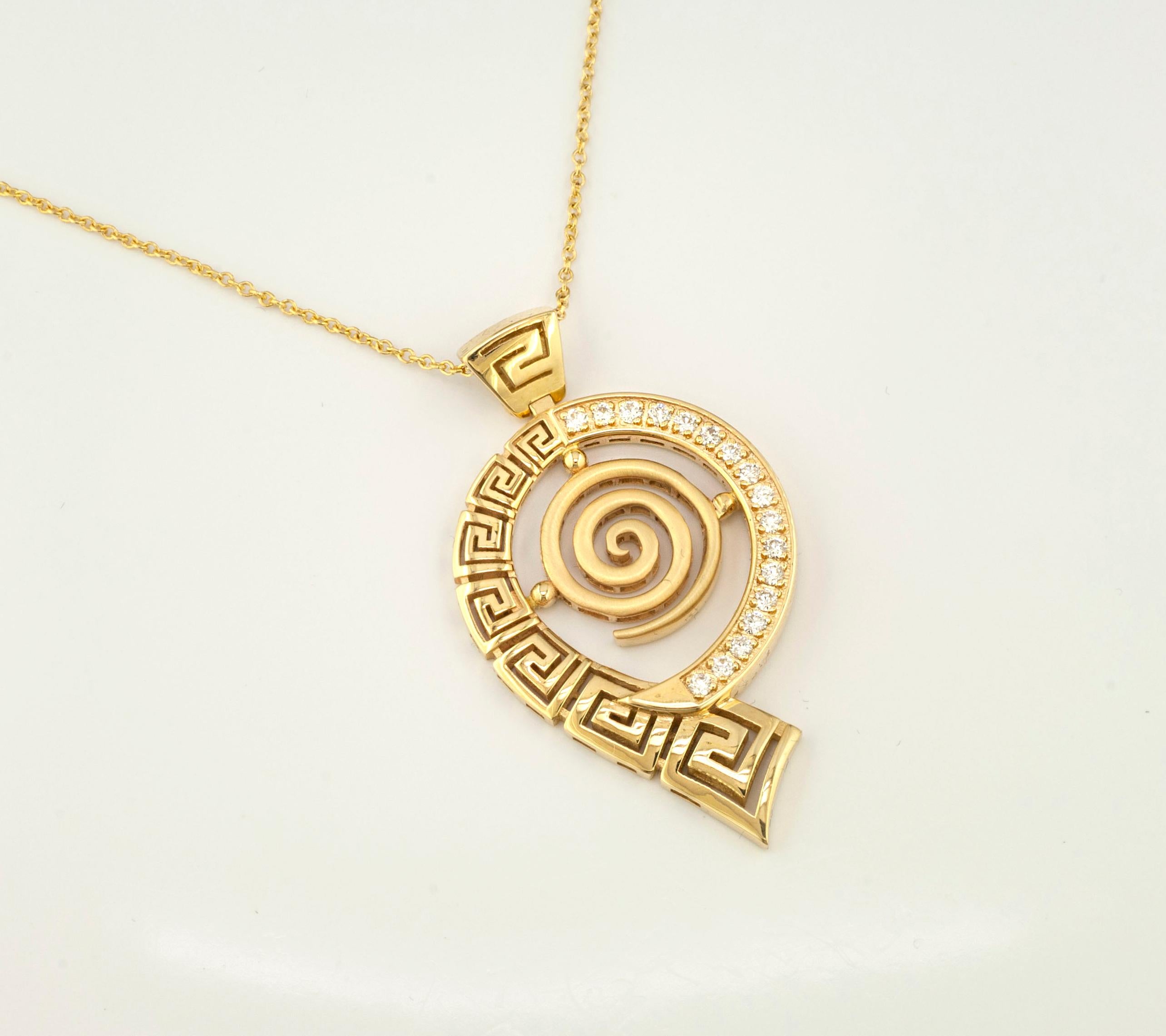Georgios Collections Collier pendentif d'éternité en or jaune 18 carats avec diamants en vente 5