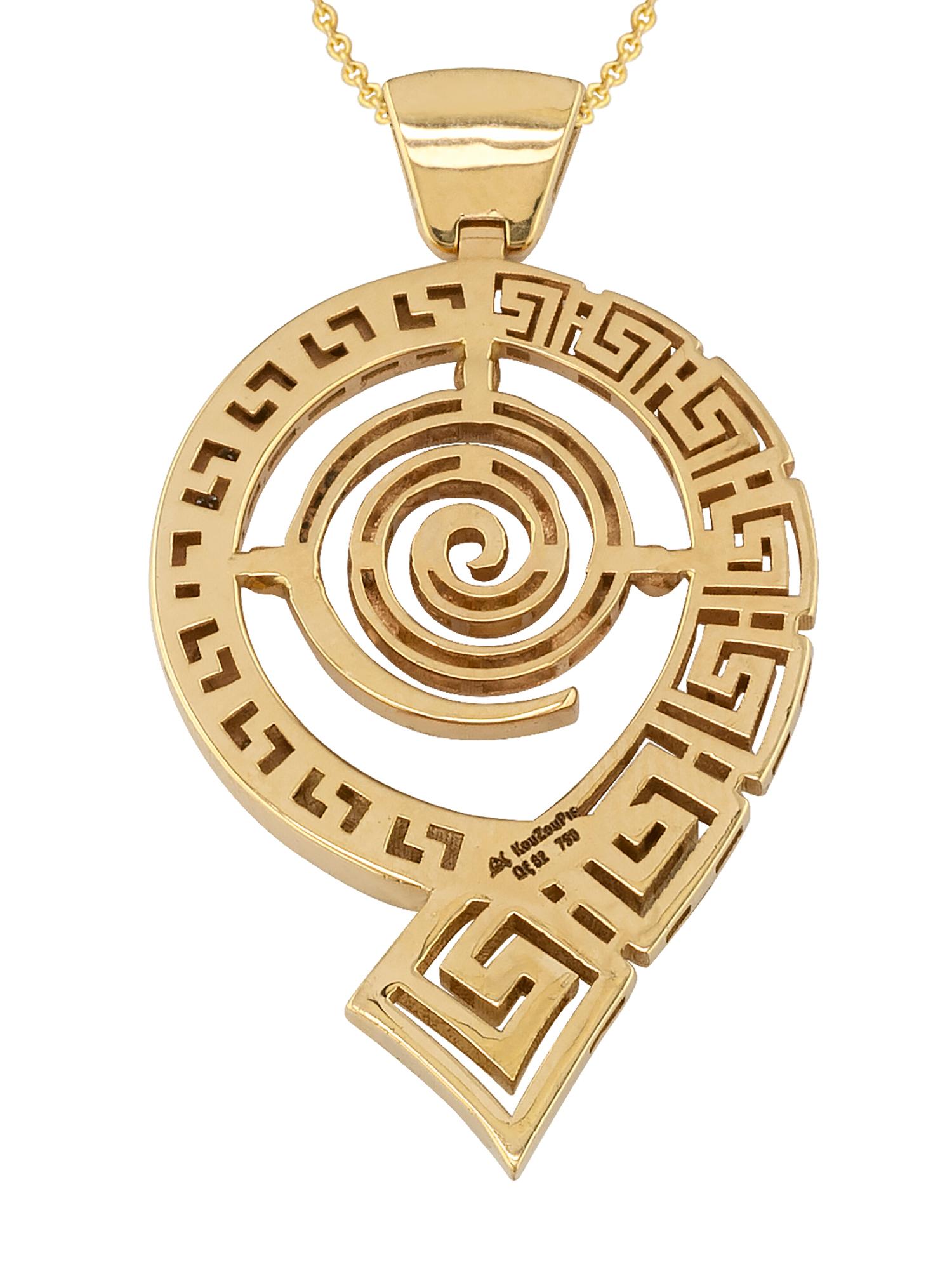 Georgios Collections Collier pendentif d'éternité en or jaune 18 carats avec diamants en vente 1