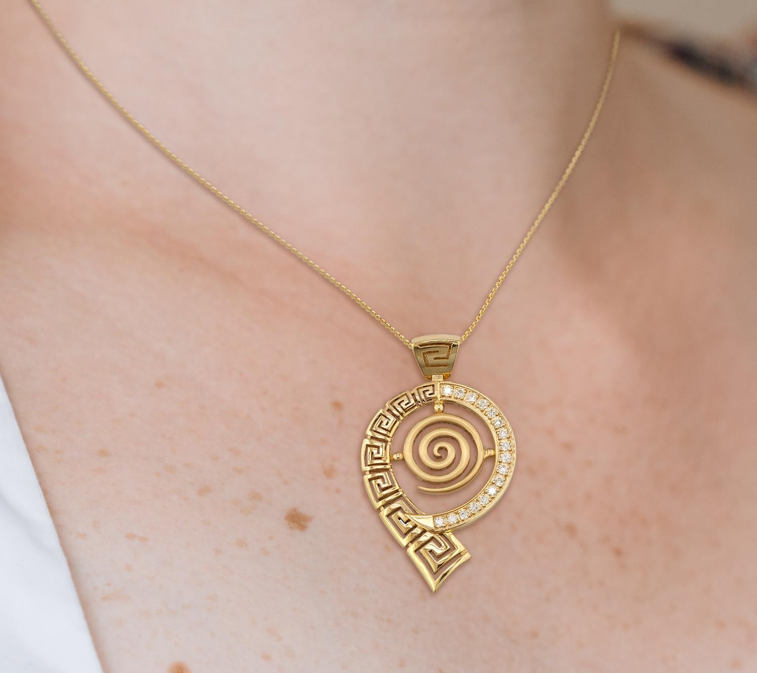 Georgios Collections Collier pendentif d'éternité en or jaune 18 carats avec diamants en vente 3