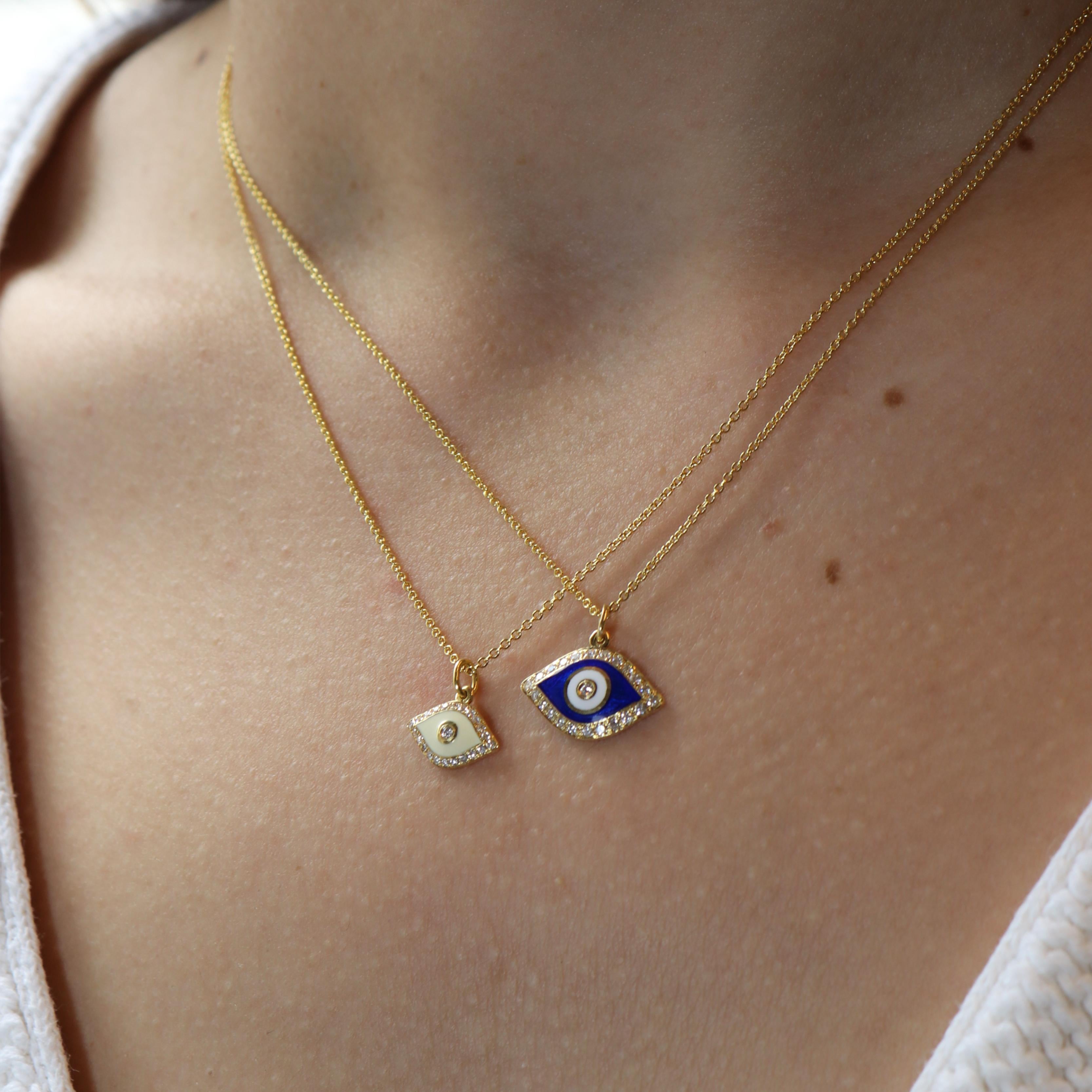 Georgios Collections Collier pendentif Evil Eye en or jaune 18 carats et diamants en vente 4