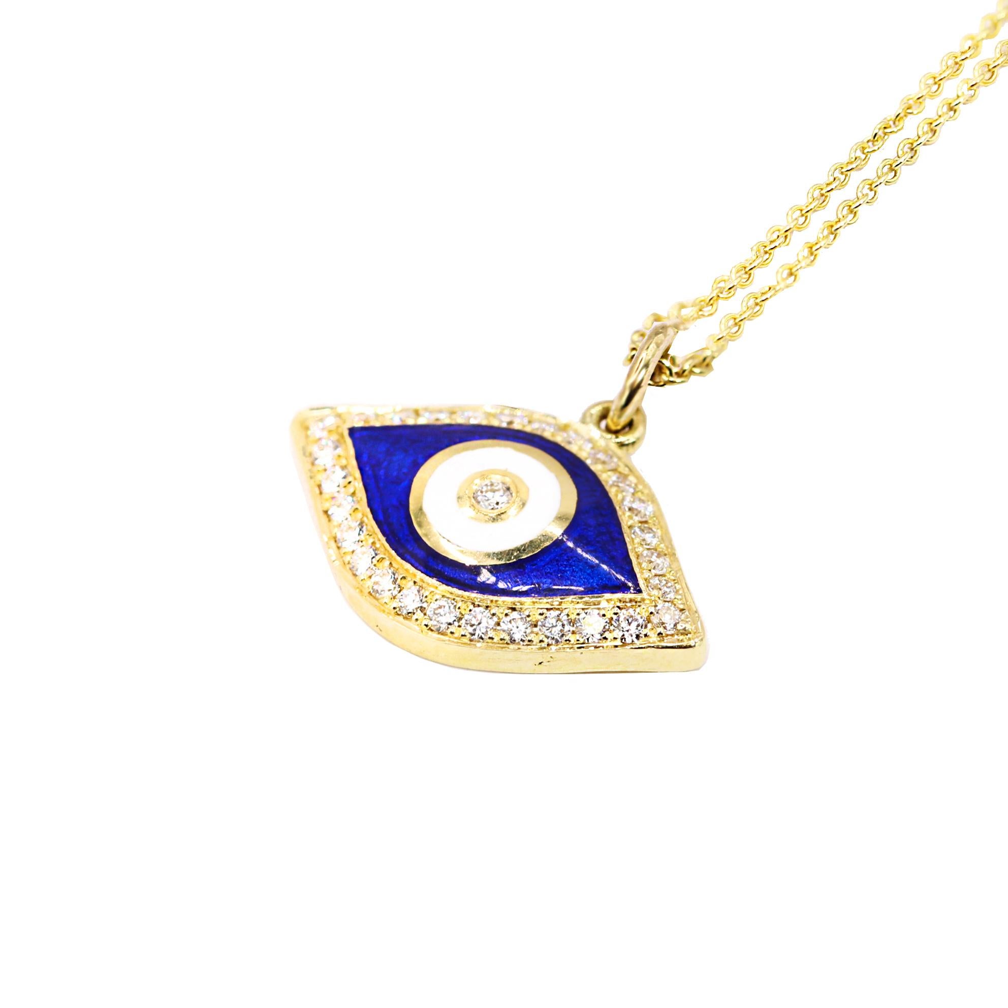 Contemporain Georgios Collections Collier pendentif Evil Eye en or jaune 18 carats et diamants en vente