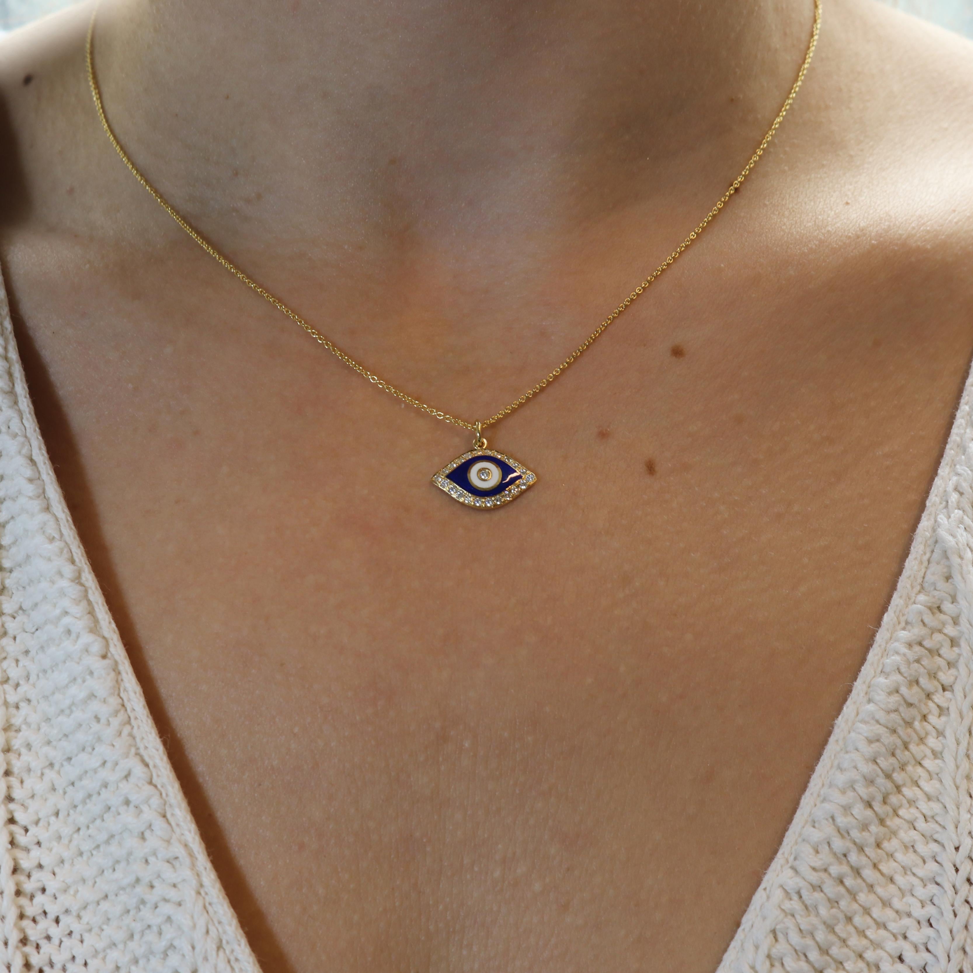 Georgios Collections Collier pendentif Evil Eye en or jaune 18 carats et diamants Unisexe en vente
