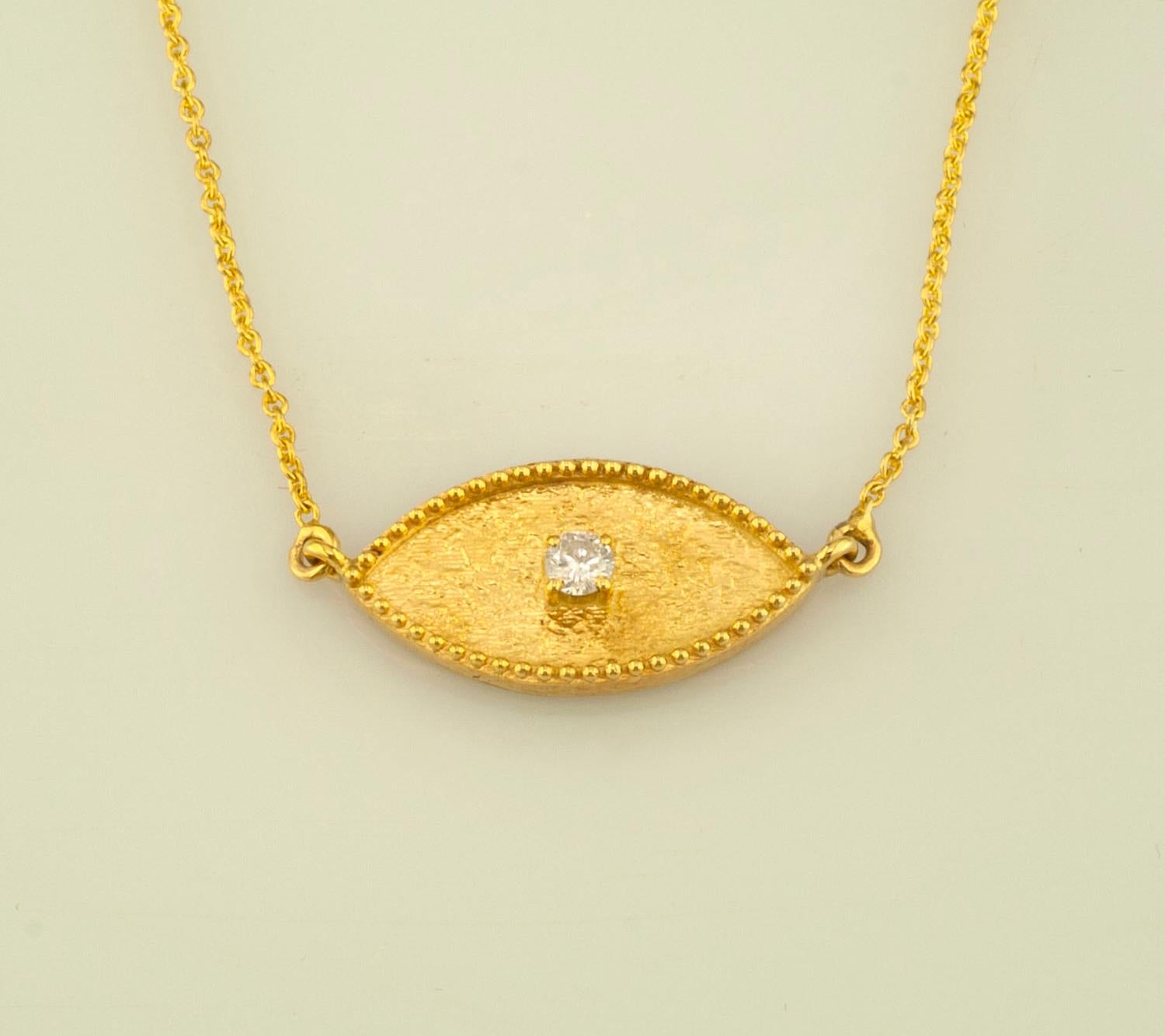 Georgios Collections 18 Karat Yellow Gold Diamond Evil Eye Pendant Necklace 1