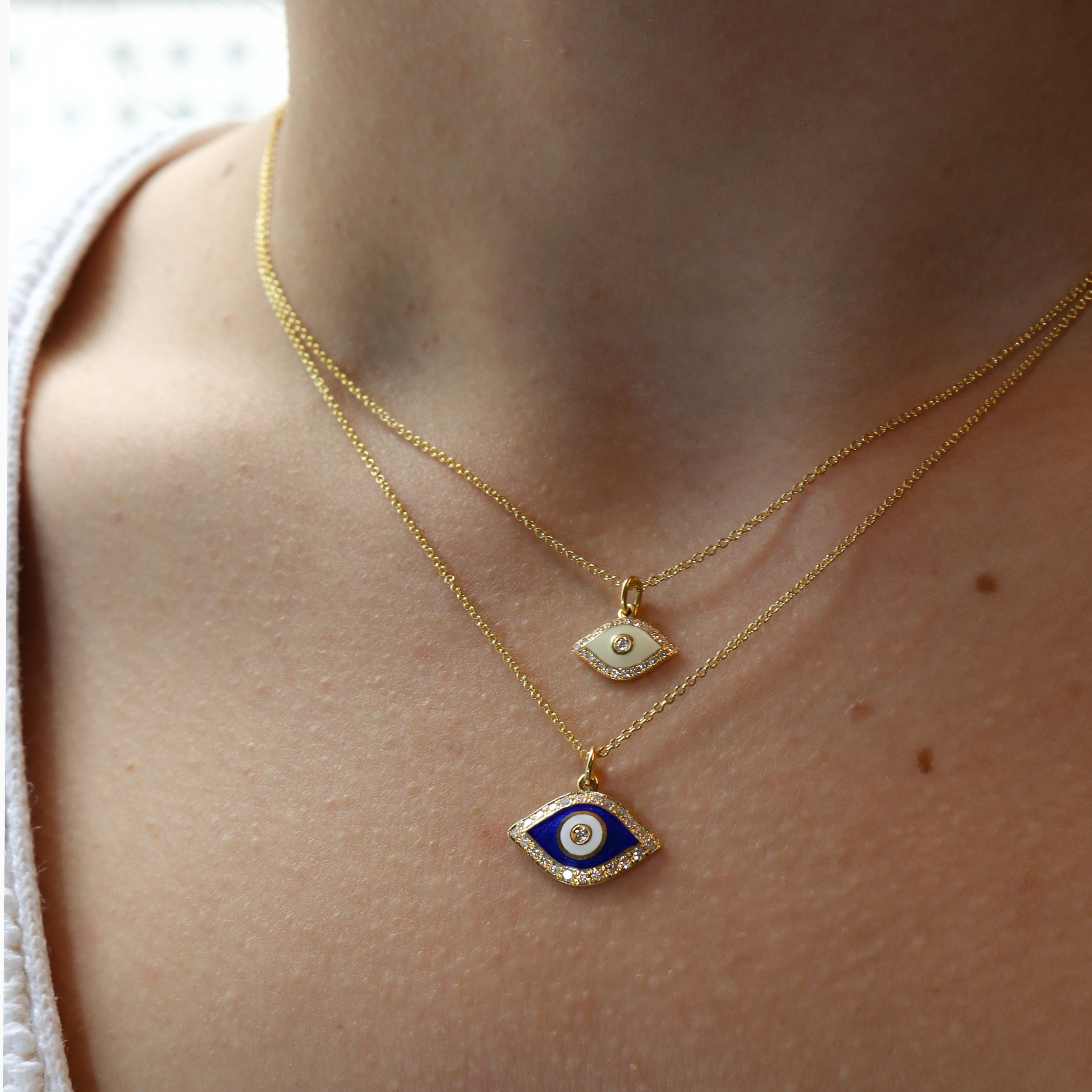 Georgios Collections Collier pendentif Evil Eye en or jaune 18 carats et diamants en vente 3