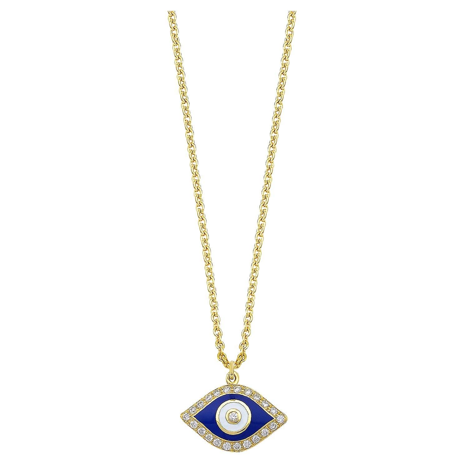 Georgios Collections Collar Colgante Mal de Ojo Diamante Oro Amarillo 18 Kilates