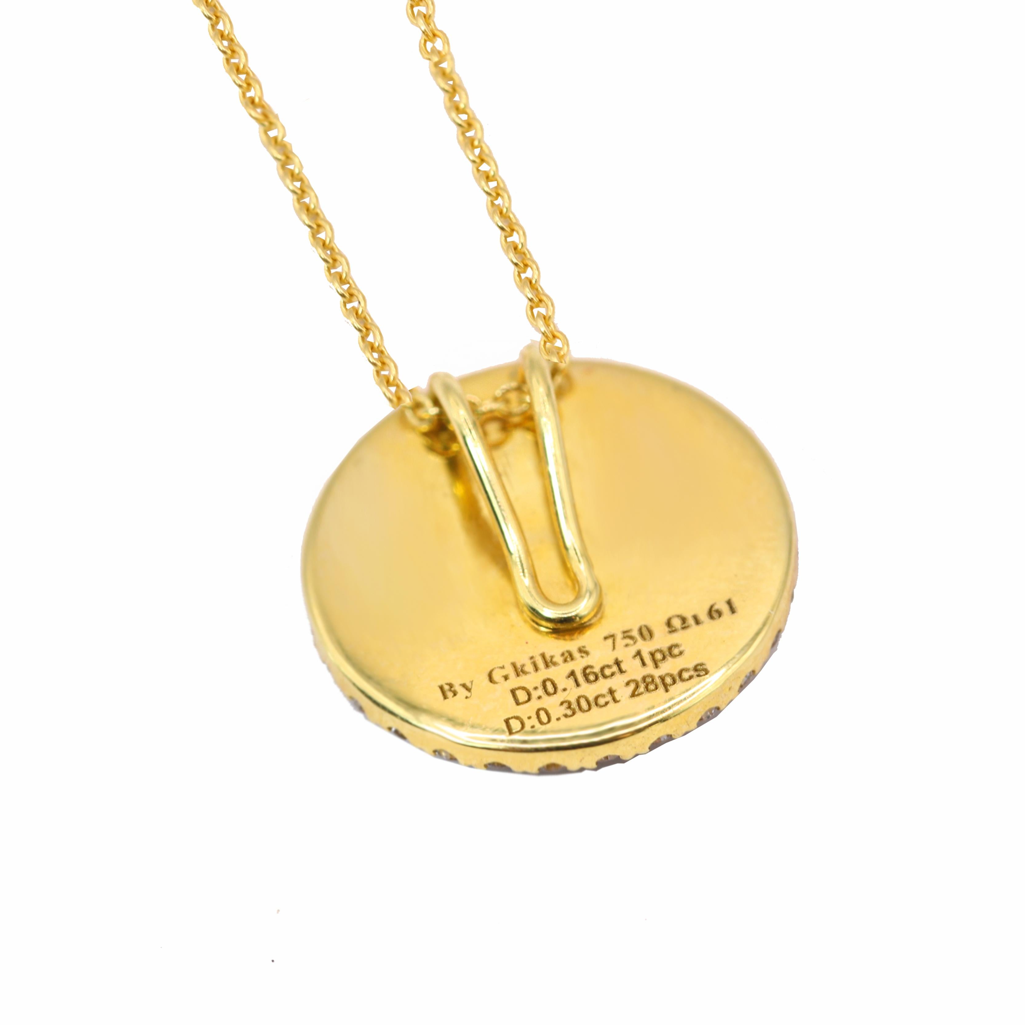 Contemporain Georgios Collections Pendentif rond Evil Eye en or jaune 18 carats et diamants en vente