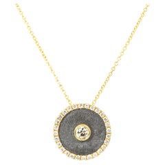 Georgios Collections 18 Karat Yellow Gold Diamond Evil Eye Round Pendant