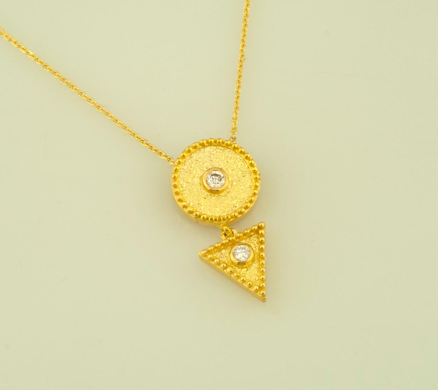 Georgios Collections 18 Karat Yellow Gold Diamond Geometric Pendant Necklace For Sale 2