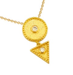 Georgios Collections 18 Karat Yellow Gold Diamond Geometric Pendant Necklace