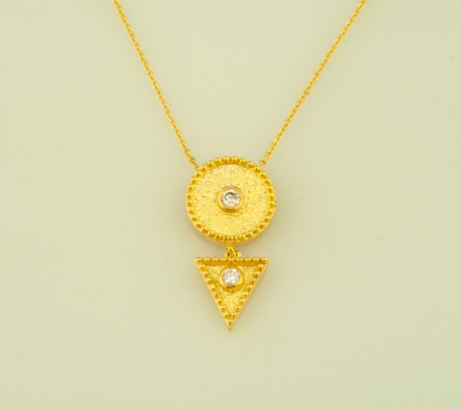 Taille brillant Georgios Collections Collier pendentif géométrique en or jaune 18 carats avec diamants en vente